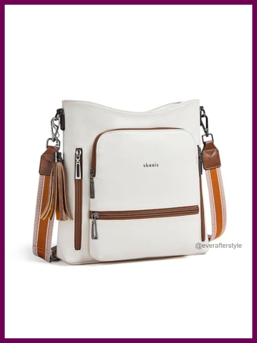PU Leather Crossbody Bag Vegan Wide Strap Satchel Travel Purse